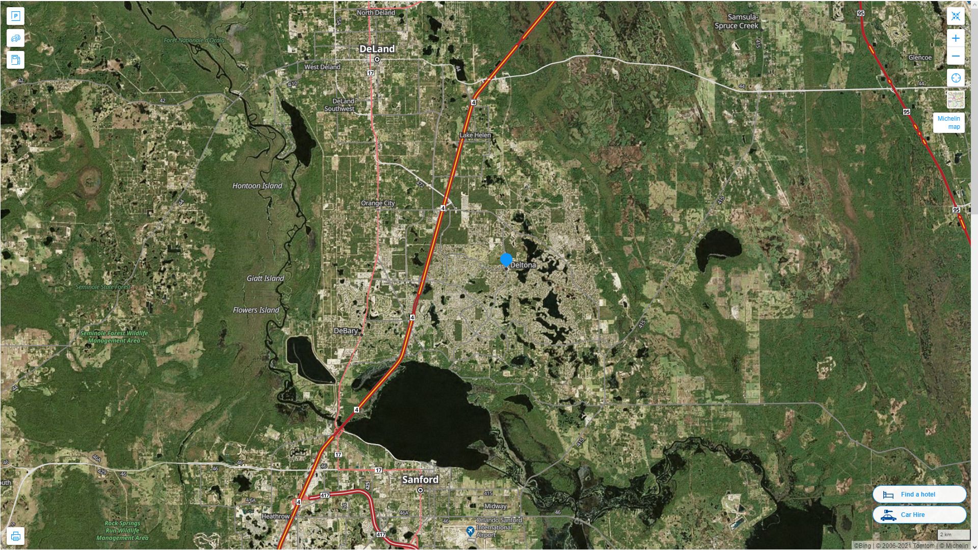 Deltona Florida Highway and Road Map with Satellite View